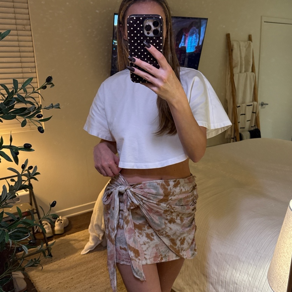 Free People Tie-Dye Mini Skirt - Brown and Pink